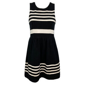 Madewell Dress Womens Sz S Black Ivory Striped‎ Sleeveless A Line Cotton Stretch